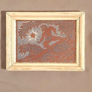 Hawaiʻi Artist Dietrich Varez Block Print Greeting Card Titled: Heʻe Nalu